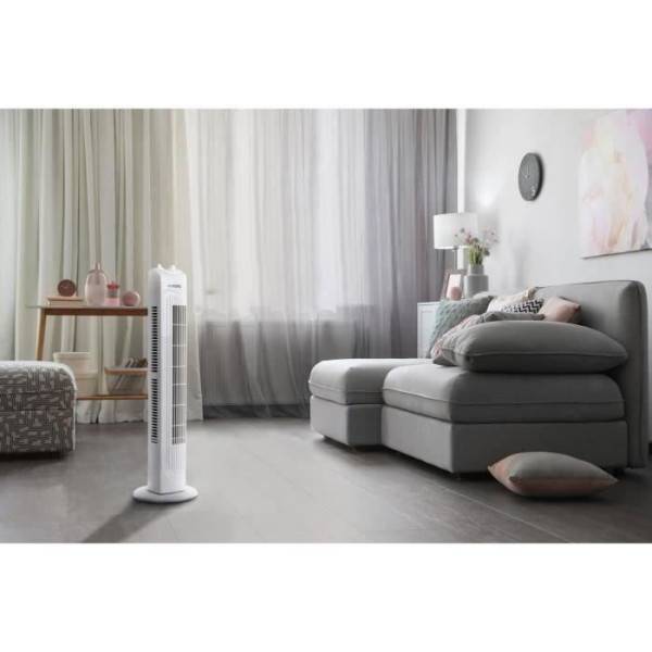 Ventilateur colonne OCEANIC - 40W - Hauteur 78 cm - 3 vitesses - Oscillant - Minuterie - Blanc - Image 3