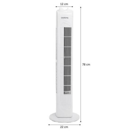 Ventilateur colonne OCEANIC - 40W - Hauteur 78 cm - 3 vitesses - Oscillant - Minuterie - Blanc - Image 2