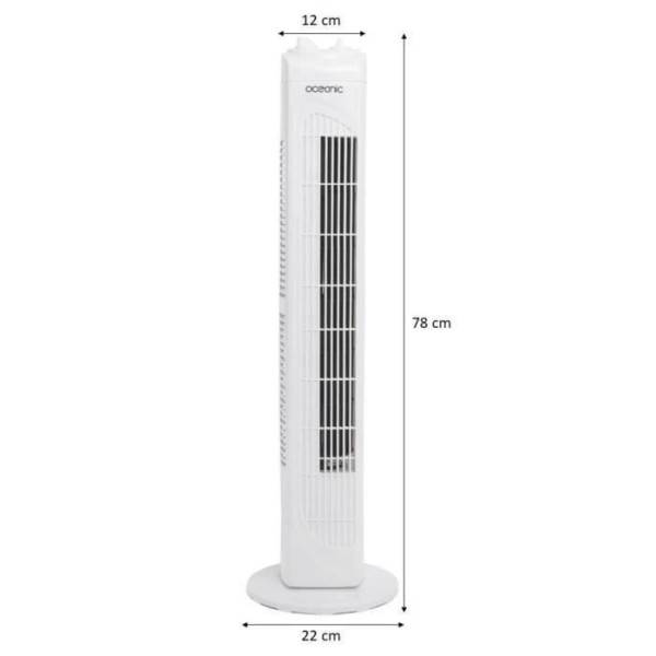 Ventilateur colonne OCEANIC - 40W - Hauteur 78 cm - 3 vitesses - Oscillant - Minuterie - Blanc - Image 2