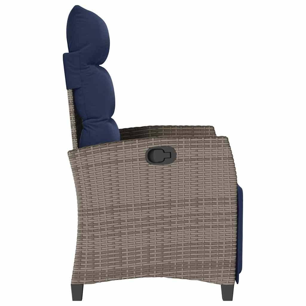 Chaise de jardin inclinable avec table d'appoint gris polyrotin 65 x 58 x 94 cm, Poids :13.55kg - PANGIVO - Image 6