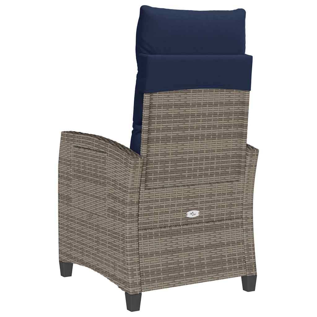 Chaise de jardin inclinable avec table d'appoint gris polyrotin 65 x 58 x 94 cm, Poids :13.55kg - PANGIVO - Image 7