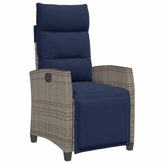 Chaise de jardin inclinable avec table d'appoint gris polyrotin 65 x 58 x 94 cm, Poids :13.55kg - PANGIVO - Image 2