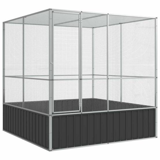 Cage Oiseaux Carrée Acier Galvanisé Sécurisée Argent 211x207x212cm - ComfortXL Outdoor Living - Image 2