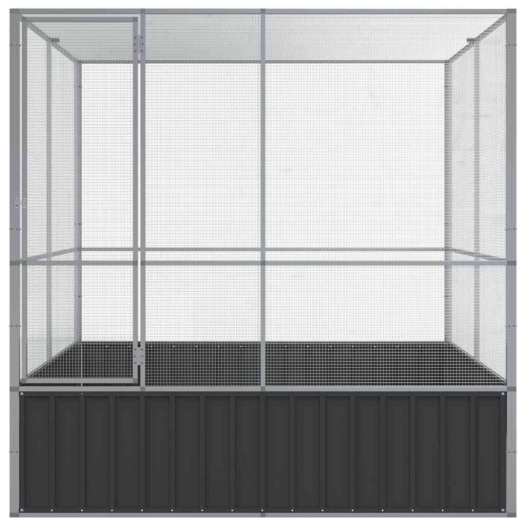 Cage Oiseaux Carrée Acier Galvanisé Sécurisée Argent 211x207x212cm - ComfortXL Outdoor Living - Image 4