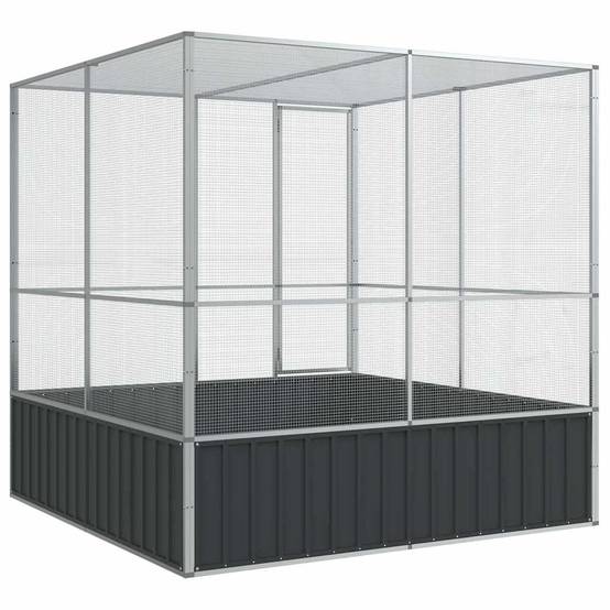 Cage Oiseaux Carrée Acier Galvanisé Sécurisée Argent 211x207x212cm - ComfortXL Outdoor Living - Image 6