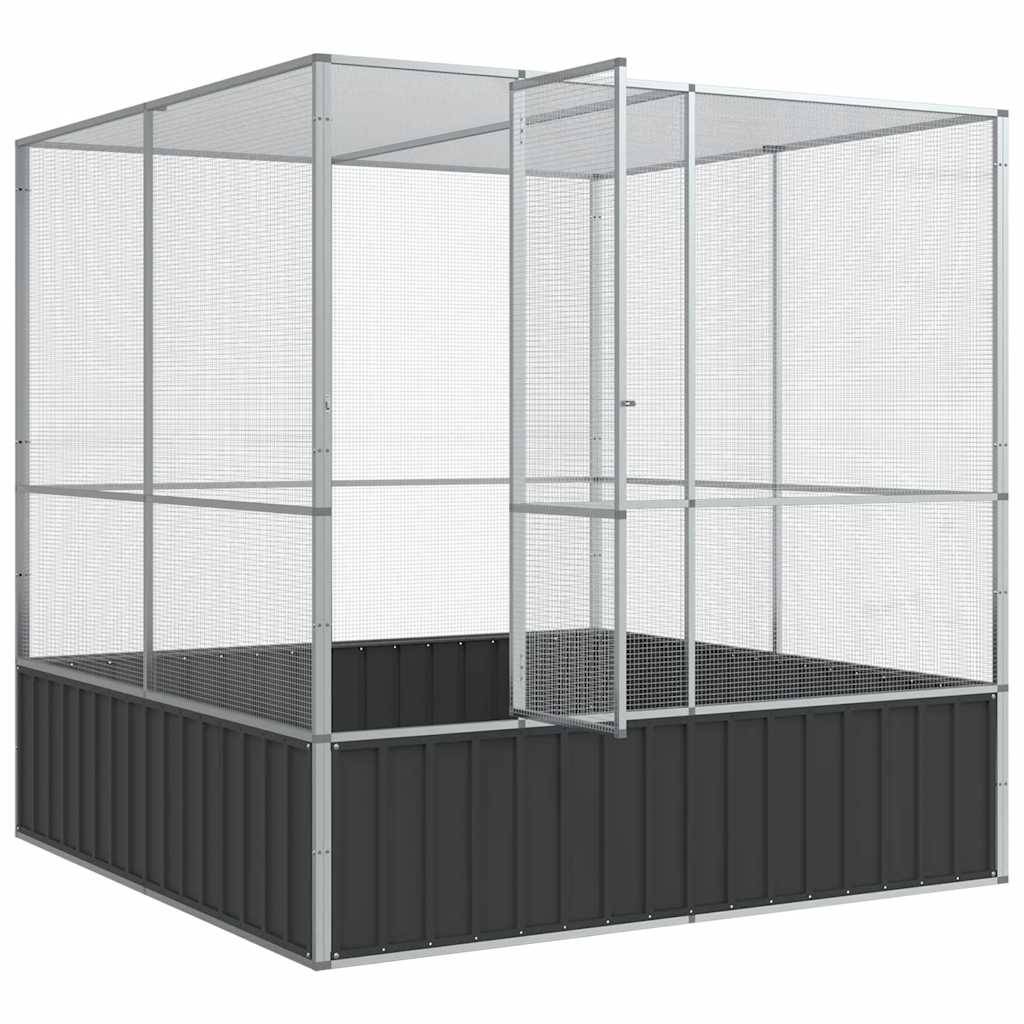 Cage Oiseaux Carrée Acier Galvanisé Sécurisée Argent 211x207x212cm - ComfortXL Outdoor Living - Image 7