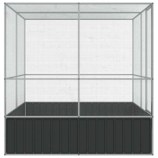 Cage Oiseaux Carrée Acier Galvanisé Sécurisée Argent 211x207x212cm - ComfortXL Outdoor Living - Image 5