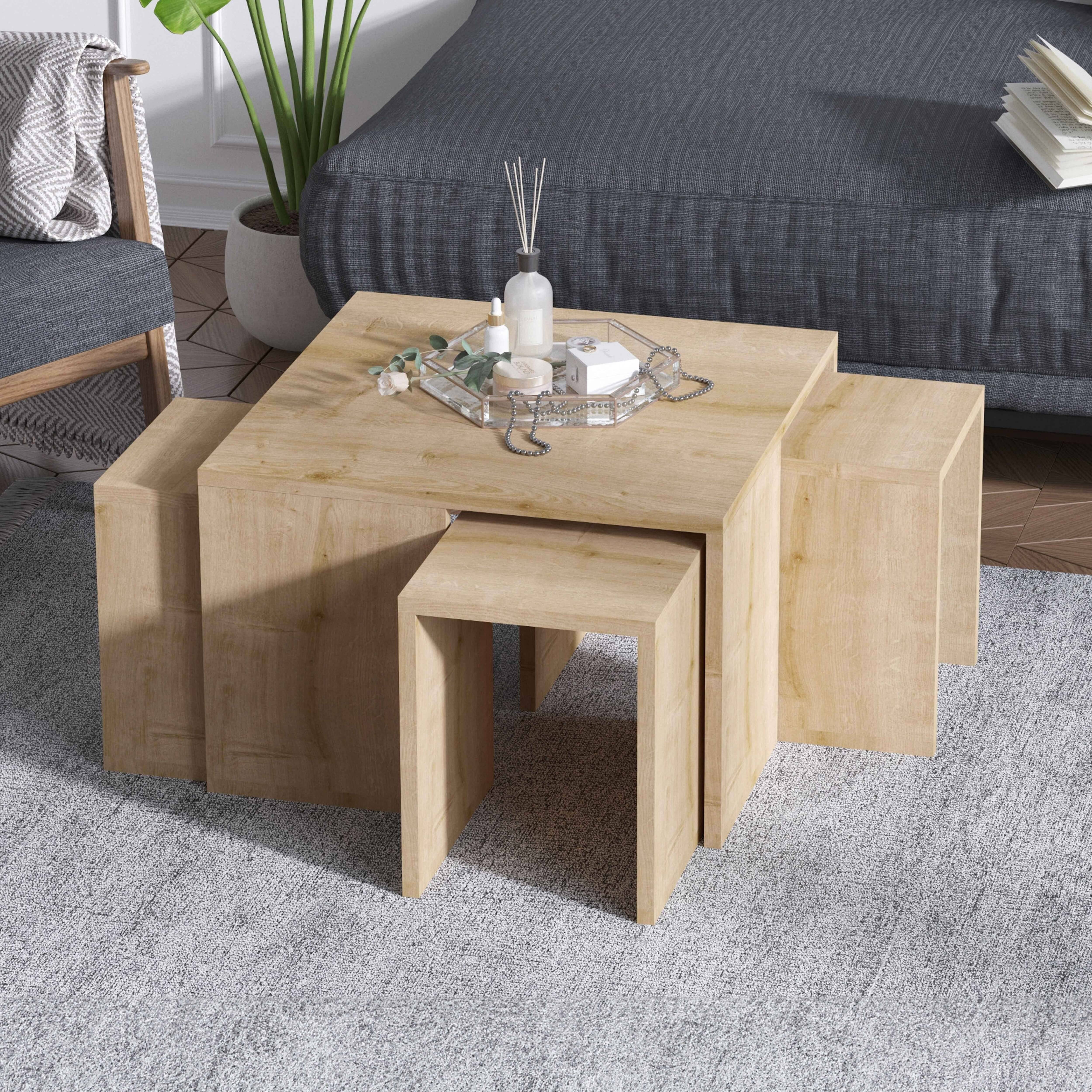Oviala - Table basse gigogne polyvalente mélaminé effet bois - Oviala - Imagen 2