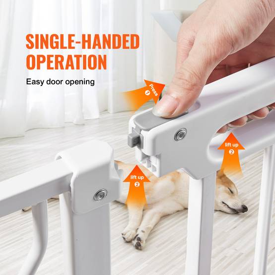 Vevor - Barrière de sécurité extensible 75–99 cm, hauteur 76 cm, grande ouverture 180° >53 cm, installation sans perçage ou fixe, double verrouillage. - Image 3
