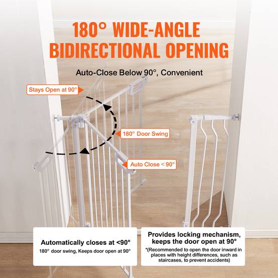 Vevor - Barrière de sécurité extensible 75–99 cm, hauteur 76 cm, grande ouverture 180° >53 cm, installation sans perçage ou fixe, double verrouillage. - Image 4
