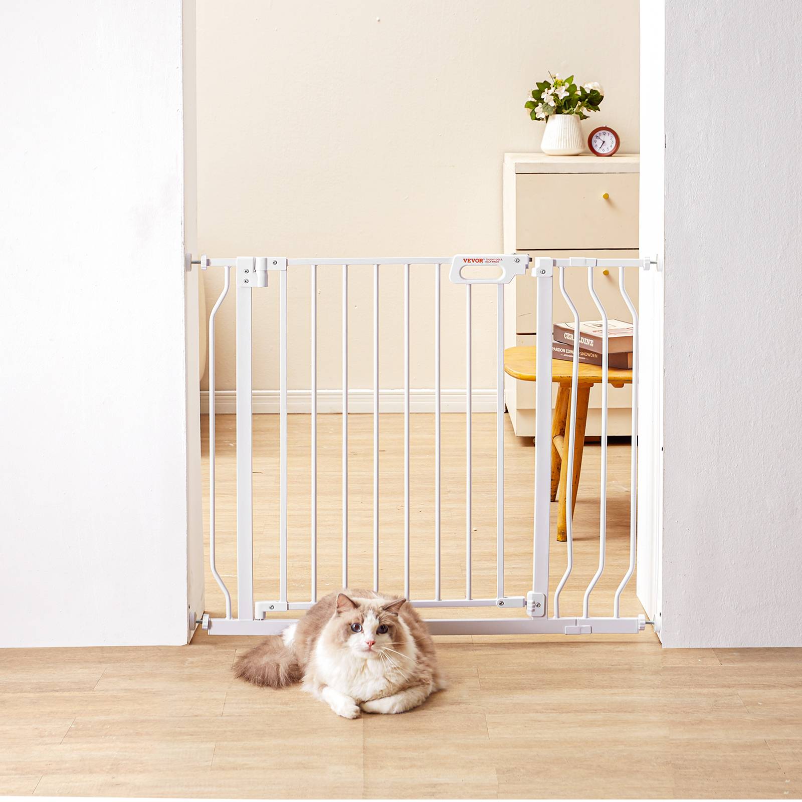 Vevor - Barrière de sécurité extensible 75–99 cm, hauteur 76 cm, grande ouverture 180° >53 cm, installation sans perçage ou fixe, double verrouillage. - Image 8