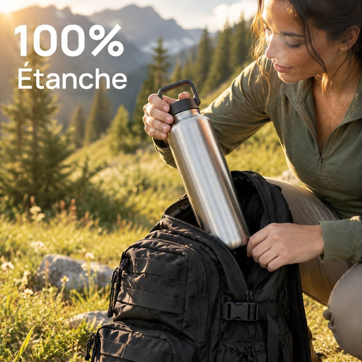 Bouteille Eau 2L Acier Inoxydable Avec 2 Couvercles et Support Conçue pour Sport Voyage Randonnée - Image 7