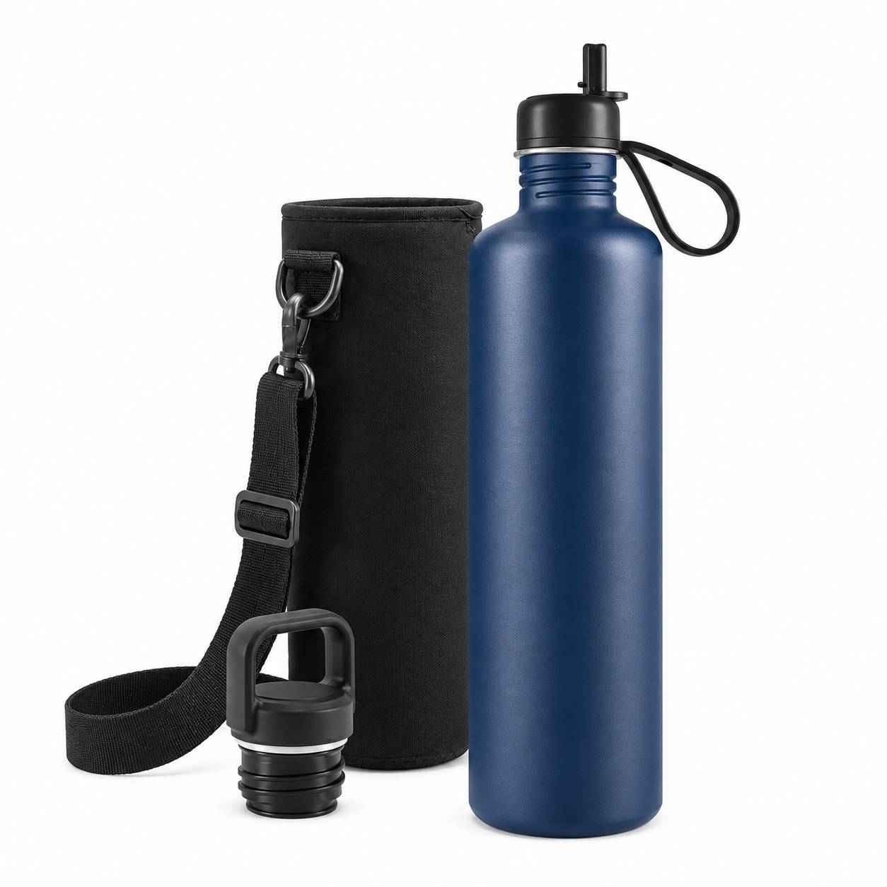 Bouteille Eau 2L Acier Inoxydable Avec 2 Couvercles et Support Conçue pour Sport Voyage Randonnée - Image 1