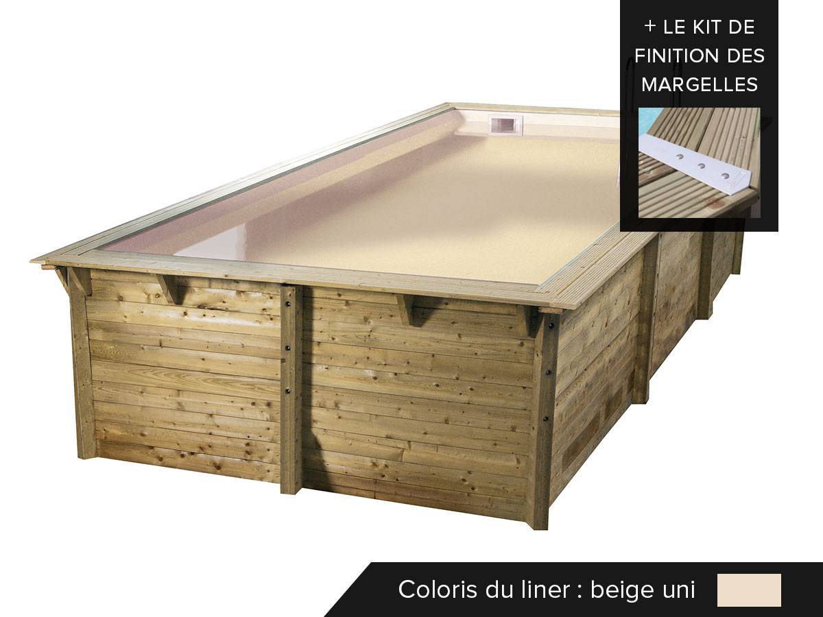 Ubbink - Kit piscine bois Ubbink Sunwater 5,55 x 3,00 x 1,40 m - Liner beige + Kit margelles - Imagen 2