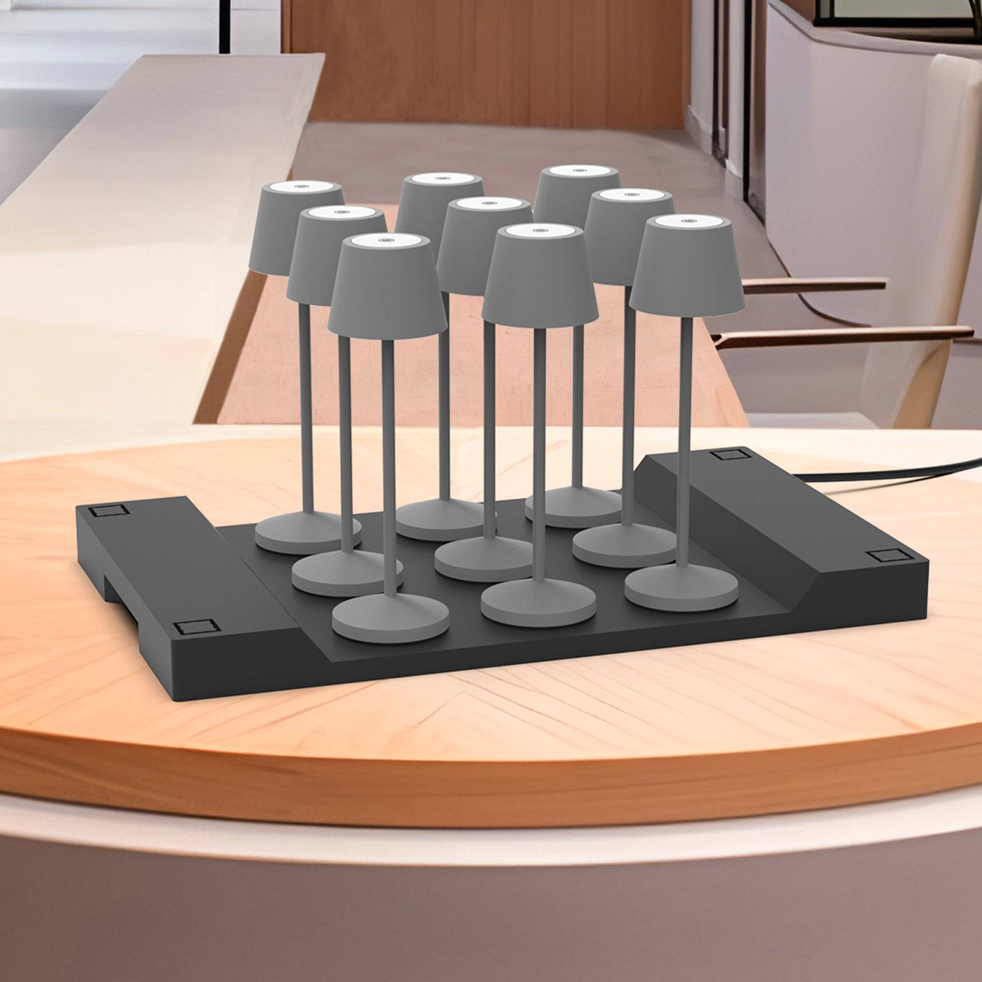 Lumisky - 9 Lampes de table EMILY Gris clair + base de chargement - Imagen 2