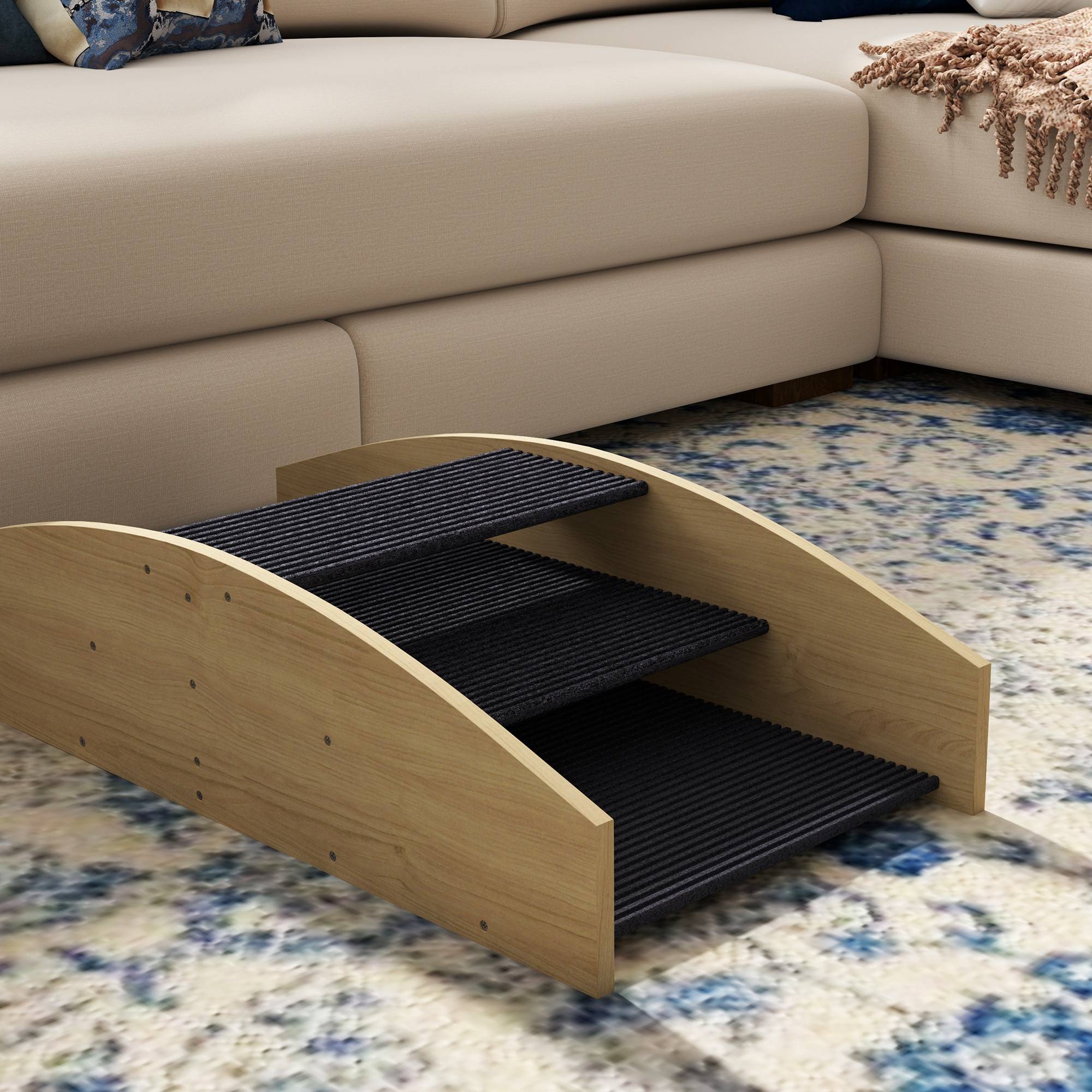 Escalier rampe pour chien bois naturel 80 x 39.5 x 20 cm - PANGIVO - Image 10