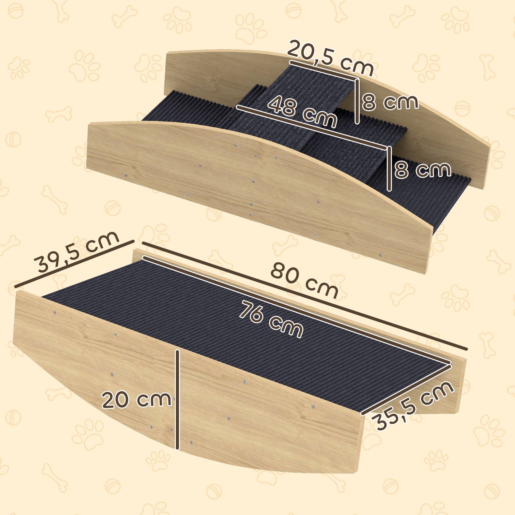 Escalier rampe pour chien bois naturel 80 x 39.5 x 20 cm - PANGIVO - Image 5