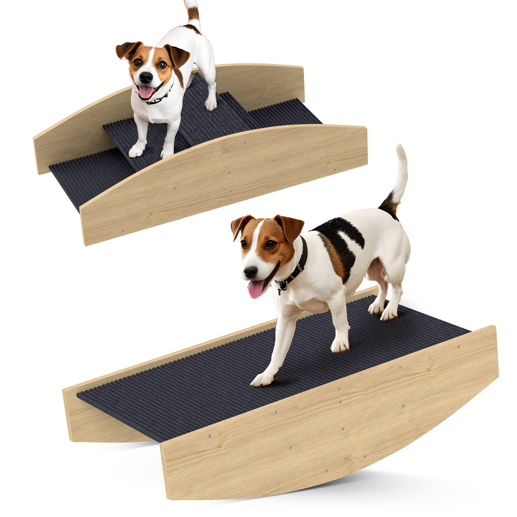 Escalier rampe pour chien bois naturel 80 x 39.5 x 20 cm - PANGIVO - Image 1