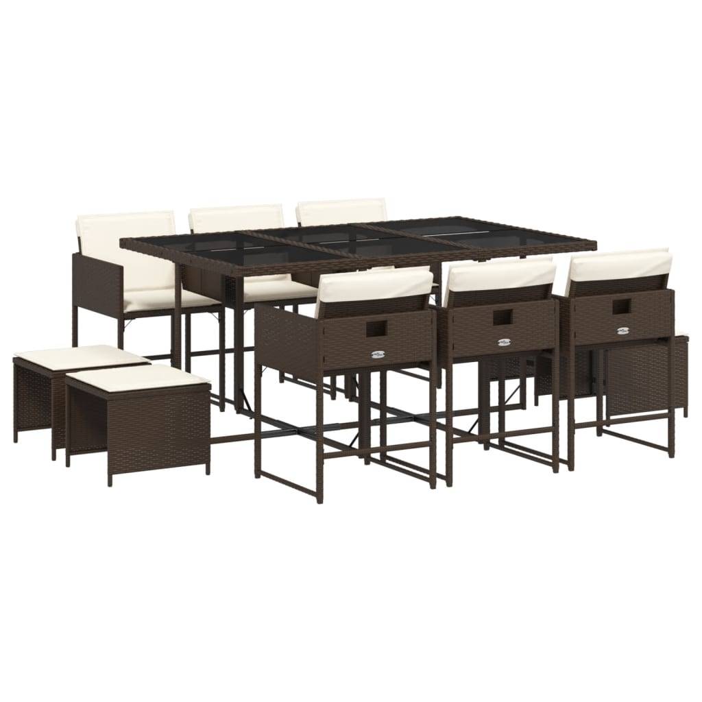 Ensemble Repas Jardin 10 Places Résine Tressée Encastrable Verre Marron – ComfortXL Outdoor Living - Image 2