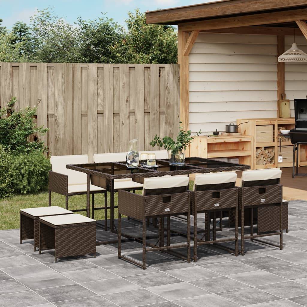 Ensemble Repas Jardin 10 Places Résine Tressée Encastrable Verre Marron – ComfortXL Outdoor Living - Image 1