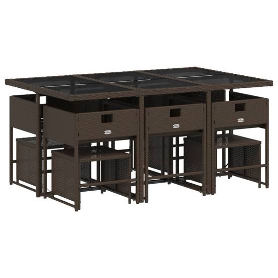 Ensemble Repas Jardin 10 Places Résine Tressée Encastrable Verre Marron – ComfortXL Outdoor Living - Image 3
