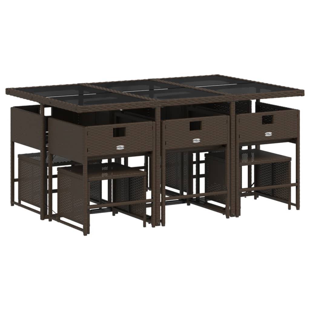 Ensemble Repas Jardin 10 Places Résine Tressée Encastrable Verre Marron – ComfortXL Outdoor Living - Image 3