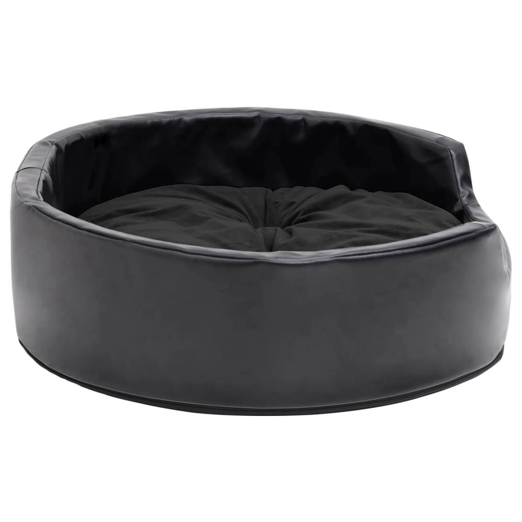Lit pour chiens similicuir et peluche noir 69 x 59 x 19 cm - PANGIVO - Image 4