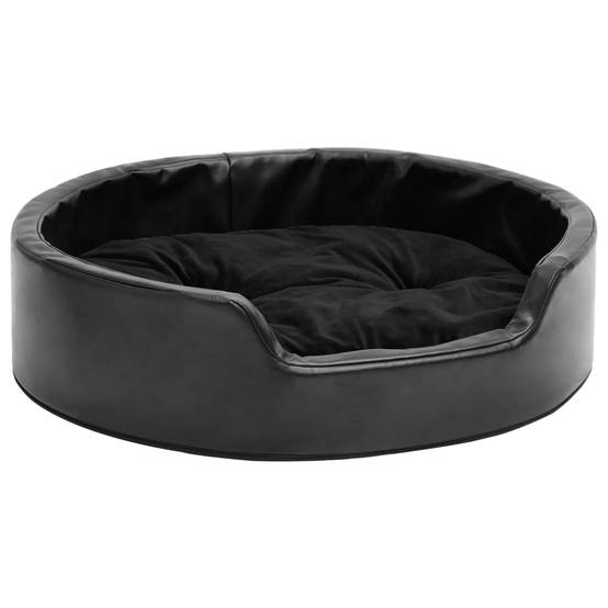 Lit pour chiens similicuir et peluche noir 69 x 59 x 19 cm - PANGIVO - Image 2