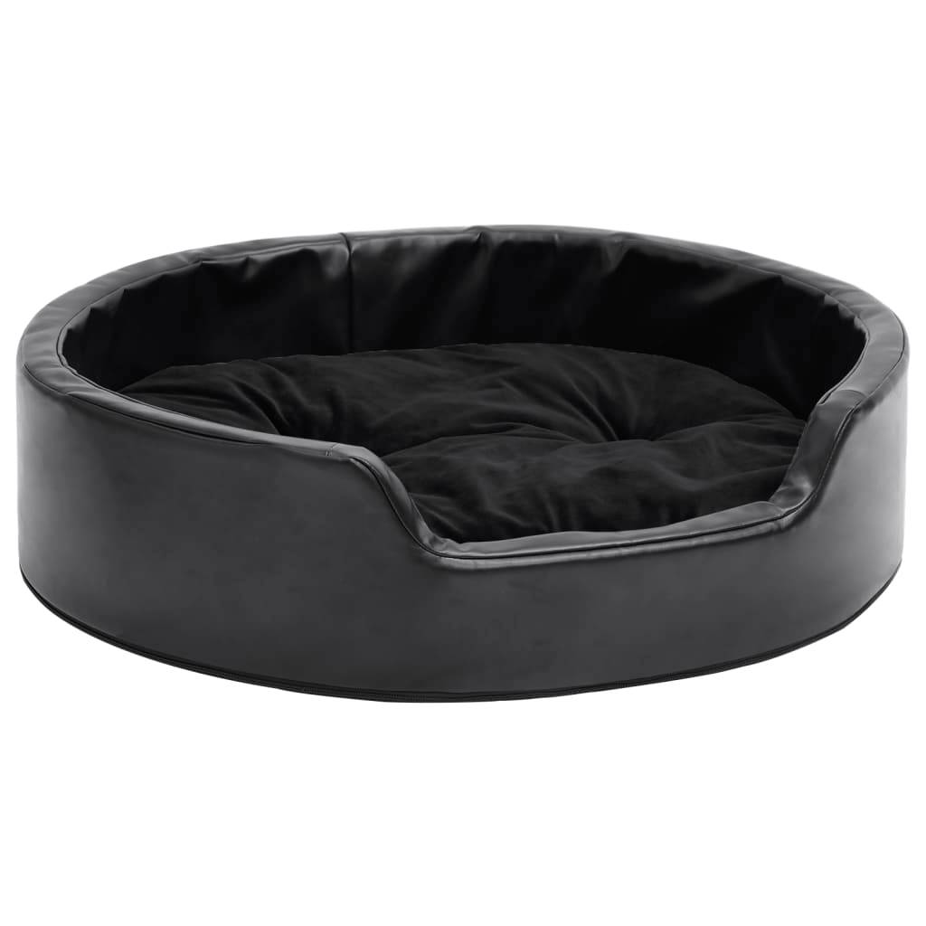 Lit pour chiens similicuir et peluche noir 69 x 59 x 19 cm - PANGIVO - Image 2