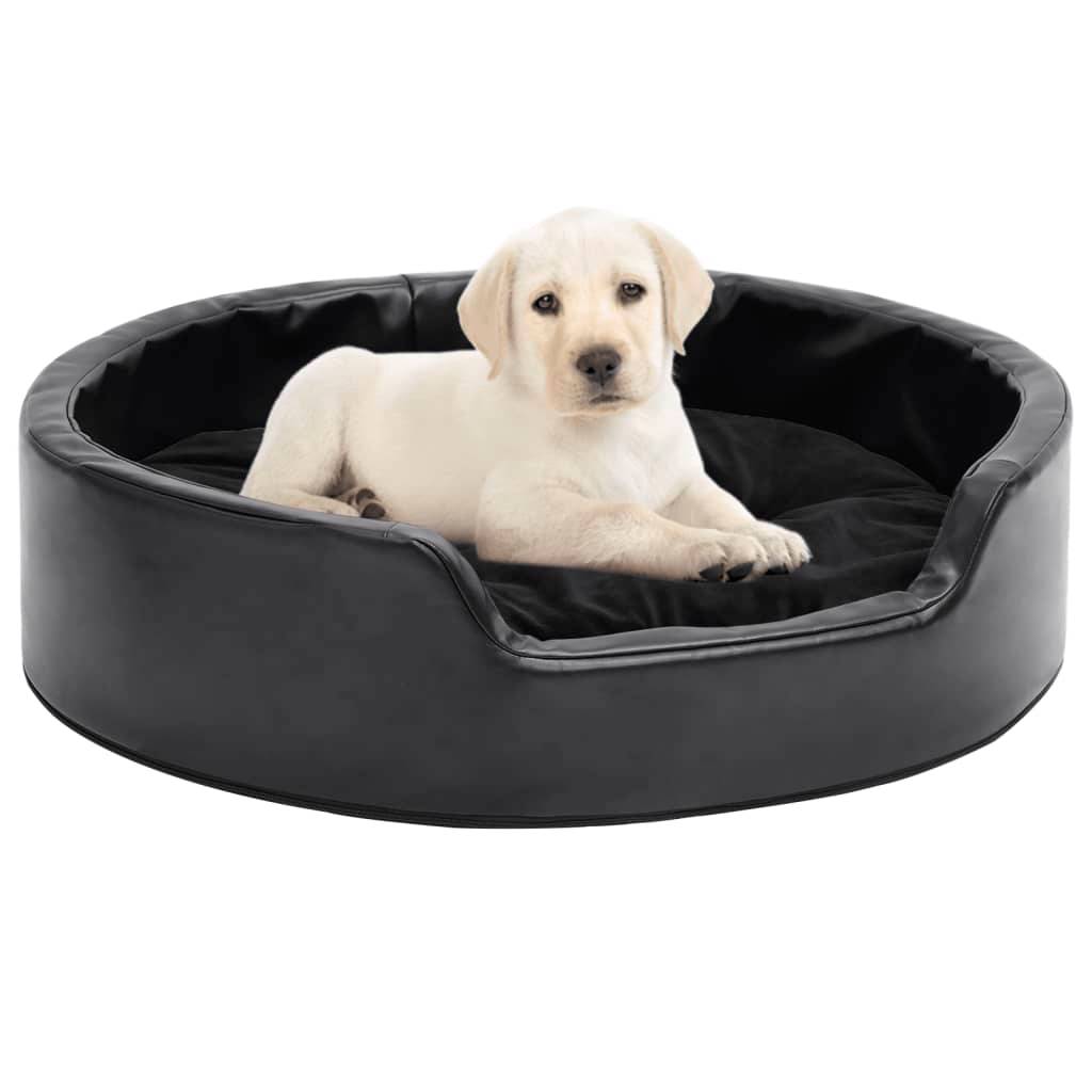 Lit pour chiens similicuir et peluche noir 69 x 59 x 19 cm - PANGIVO