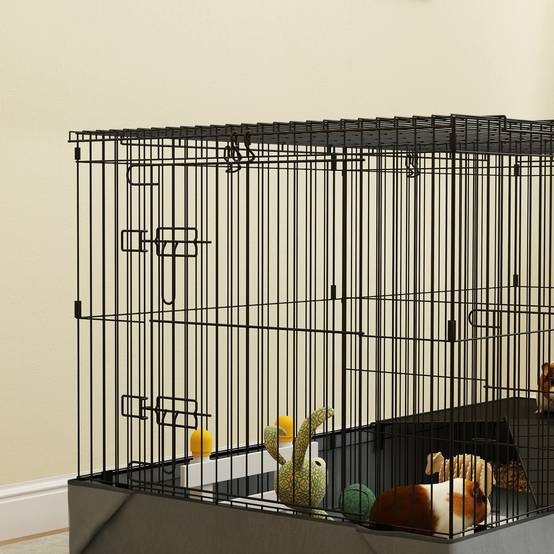 Cage pour petits animaux métal noir 121 x 61 x 61 cm - PANGIVO - Image 10