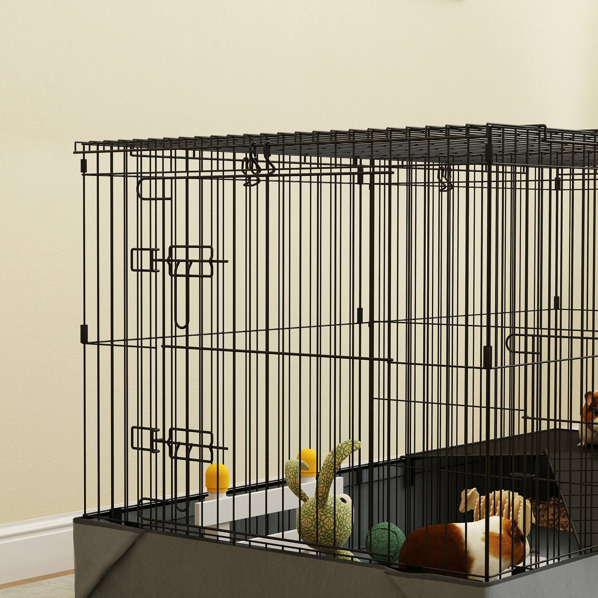 Cage pour petits animaux métal noir 121 x 61 x 61 cm - PANGIVO - Image 10