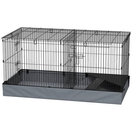 Cage pour petits animaux métal noir 121 x 61 x 61 cm - PANGIVO - Image 2