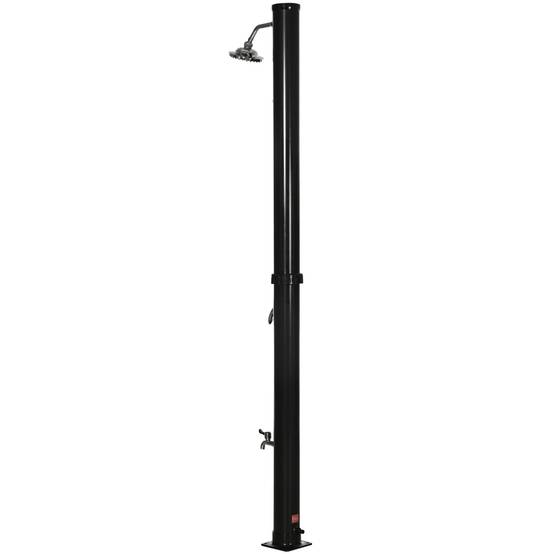Douche solaire de jardin 20 L avec pommeau rond, robinet d'eau chaude (60 °C max.) pour piscine, 15,5 x 15,5 x 222 cm, noire - Image 2