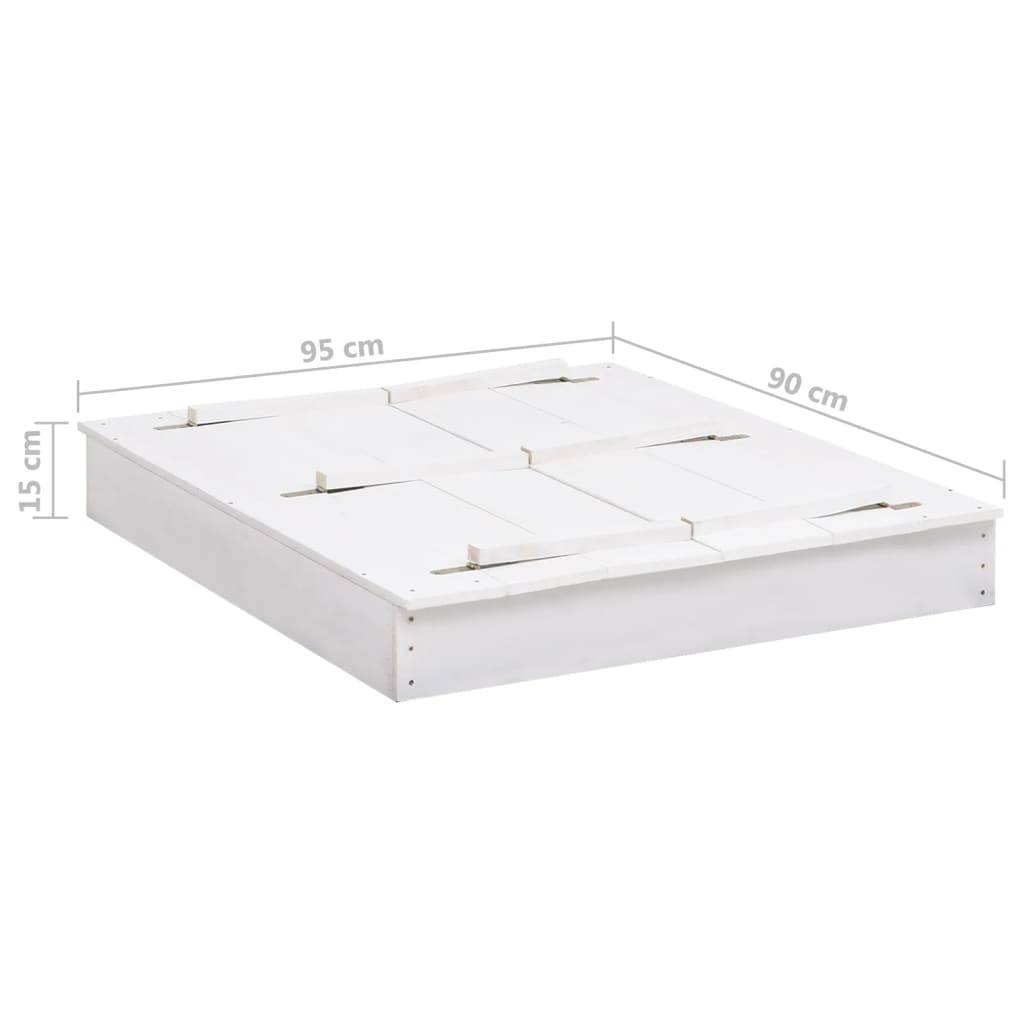 Bac à sable - Maison de jeu pour enfants Bois de sapin Blanc 95x90x15 cm - Image 8