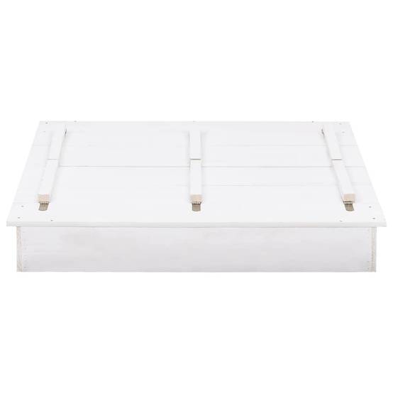 Bac à sable - Maison de jeu pour enfants Bois de sapin Blanc 95x90x15 cm - Image 4