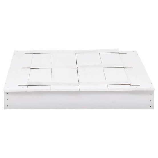 Bac à sable - Maison de jeu pour enfants Bois de sapin Blanc 95x90x15 cm - Image 3
