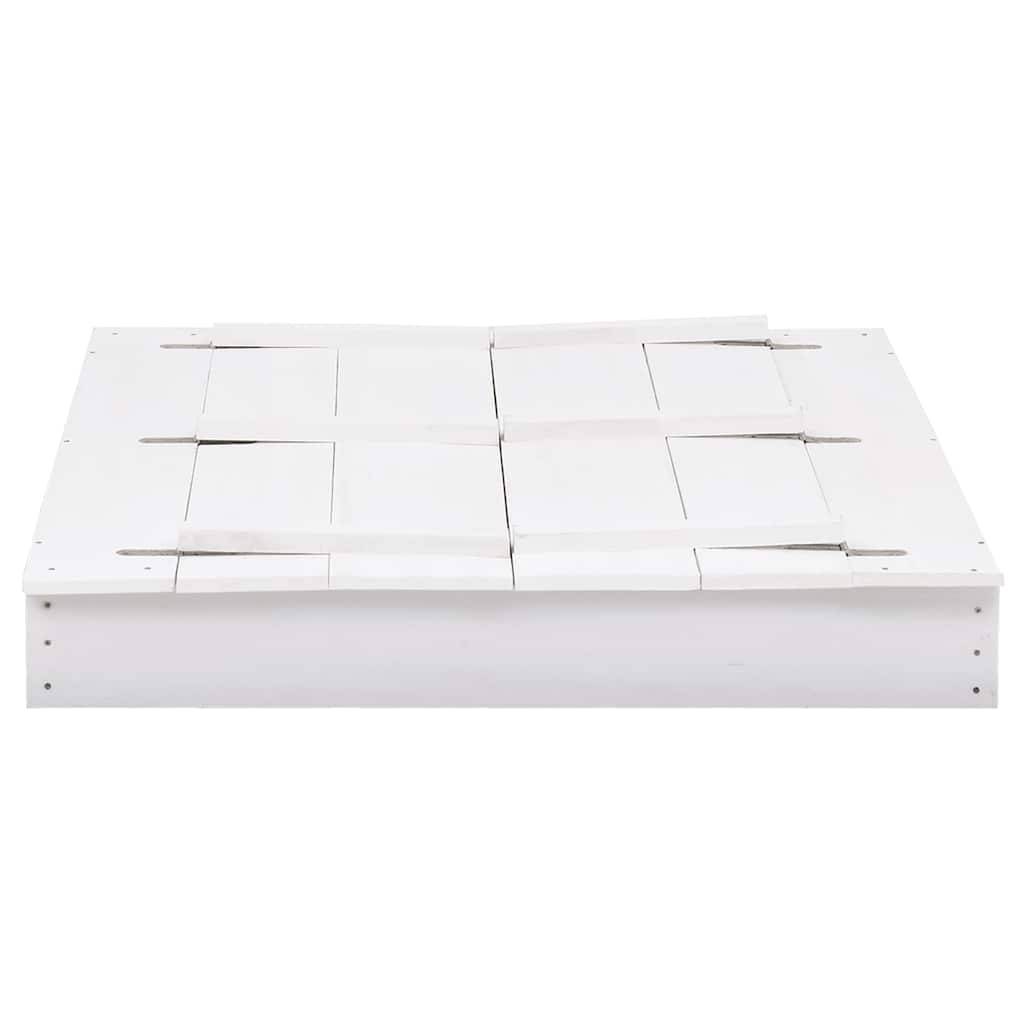 Bac à sable - Maison de jeu pour enfants Bois de sapin Blanc 95x90x15 cm - Image 3