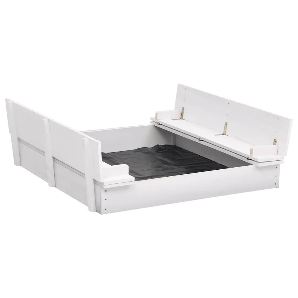 Bac à sable - Maison de jeu pour enfants Bois de sapin Blanc 95x90x15 cm - Image 2