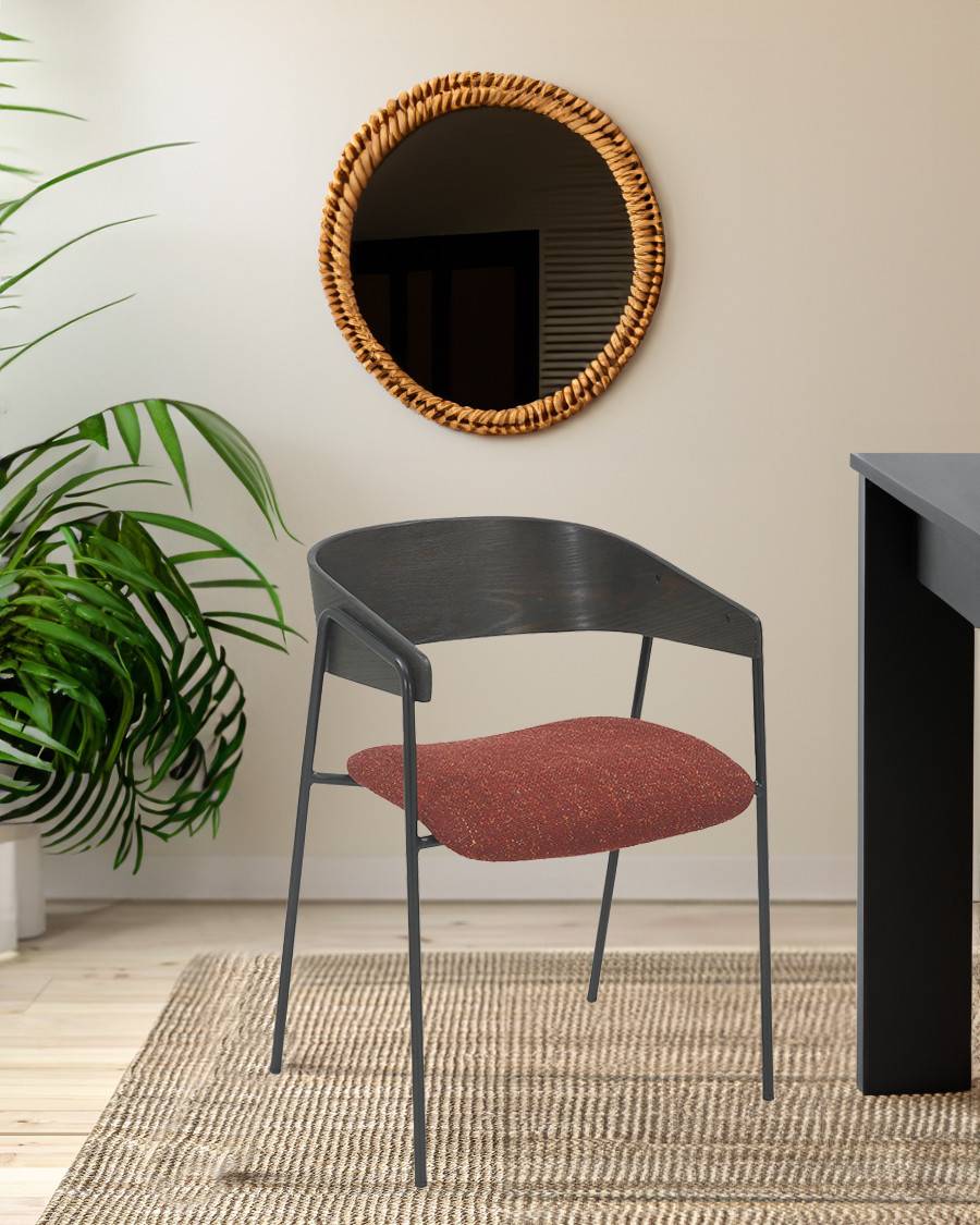 Wisla - Chaise en tissu avec dossier en bois et pieds en métal - UNIQKA - Imagen 2