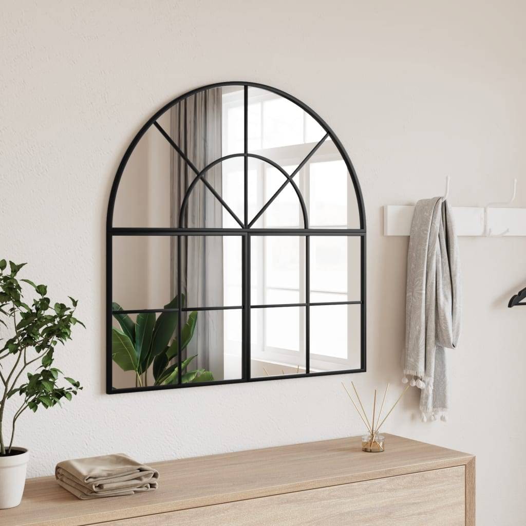 Maison Chic - Miroir mural - Miroir décoratif noir 80x80 cm arche fer - Image 2