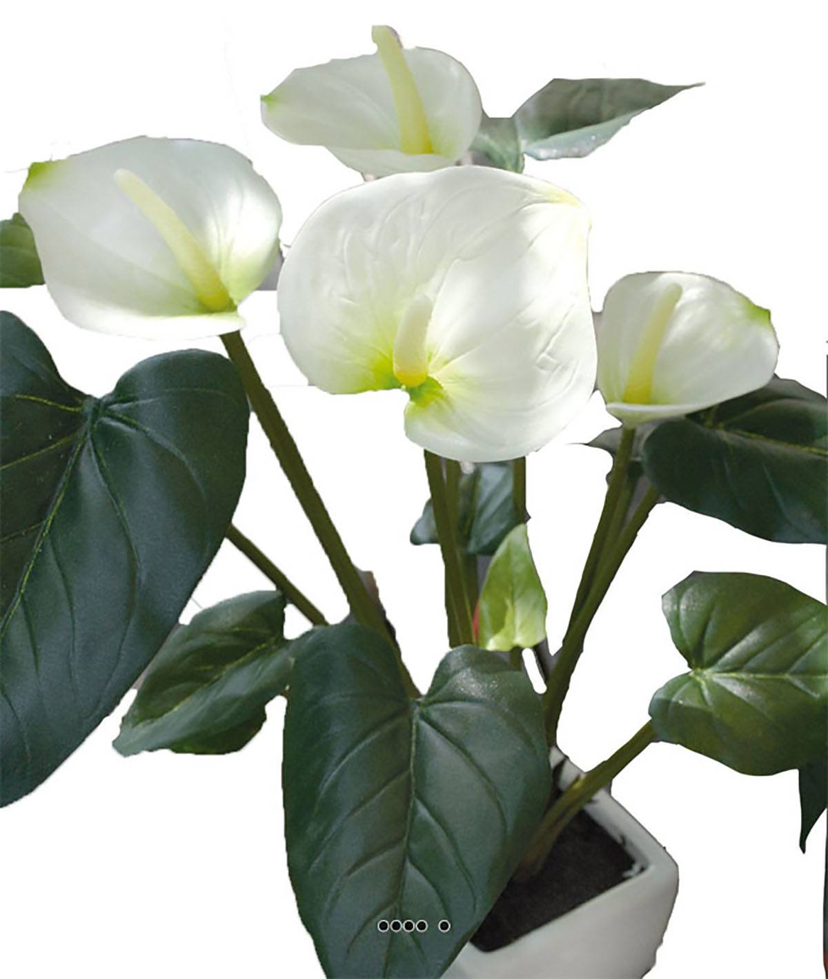 Artificielles - Superbe anthurium artificiel en pot H 41 cm Jaune-vert - couleur: Jaune-vert - Imagen 2