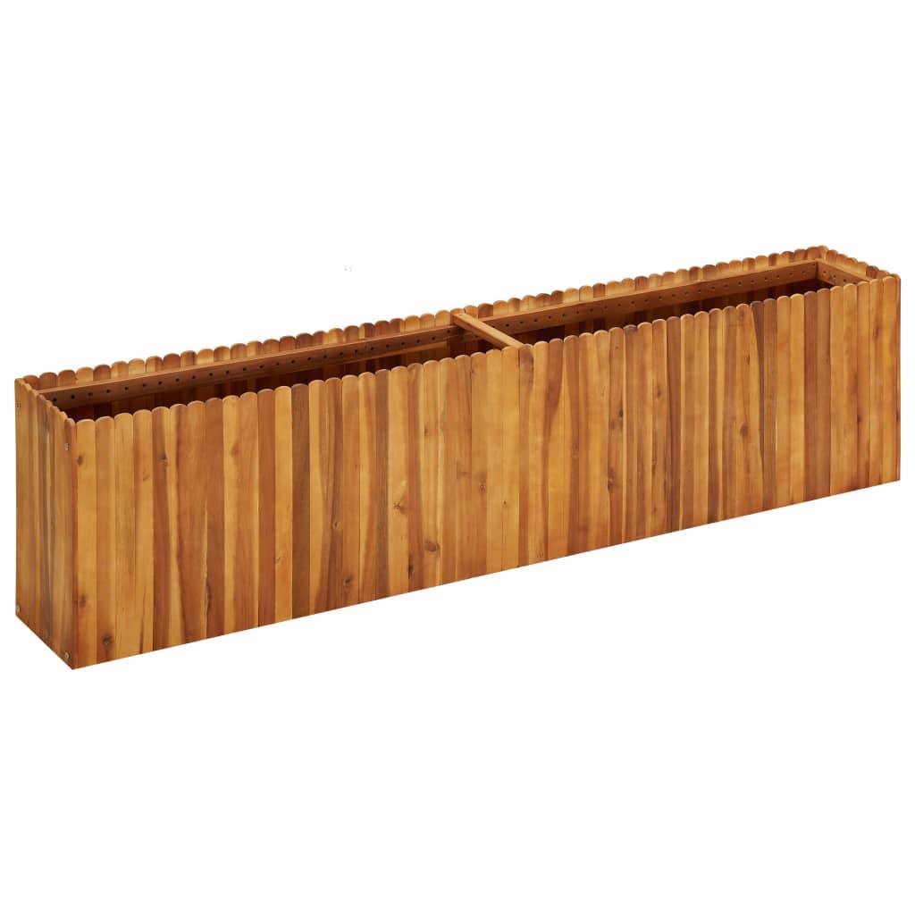 Jardinière lit surélevé plantes fleurs jardin 200 x 30 x 50 cm bois massif d'acacia - Image 1