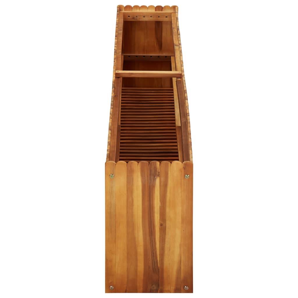 Jardinière lit surélevé plantes fleurs jardin 200 x 30 x 50 cm bois massif d'acacia - Image 3