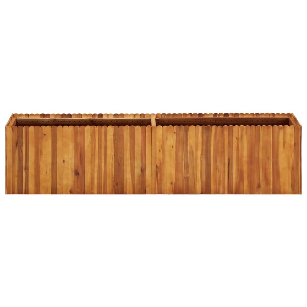 Jardinière lit surélevé plantes fleurs jardin 200 x 30 x 50 cm bois massif d'acacia - Image 2