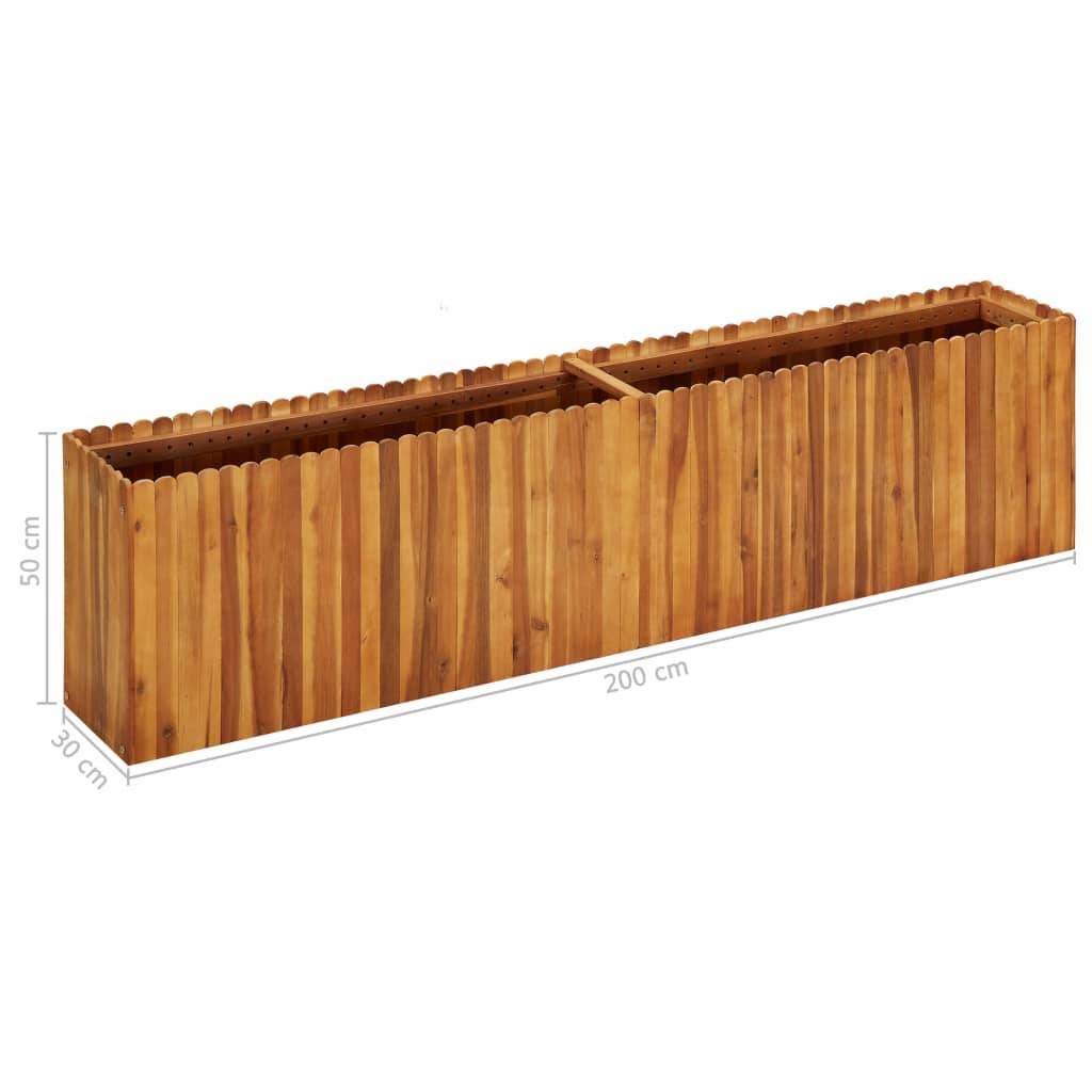 Jardinière lit surélevé plantes fleurs jardin 200 x 30 x 50 cm bois massif d'acacia - Image 6