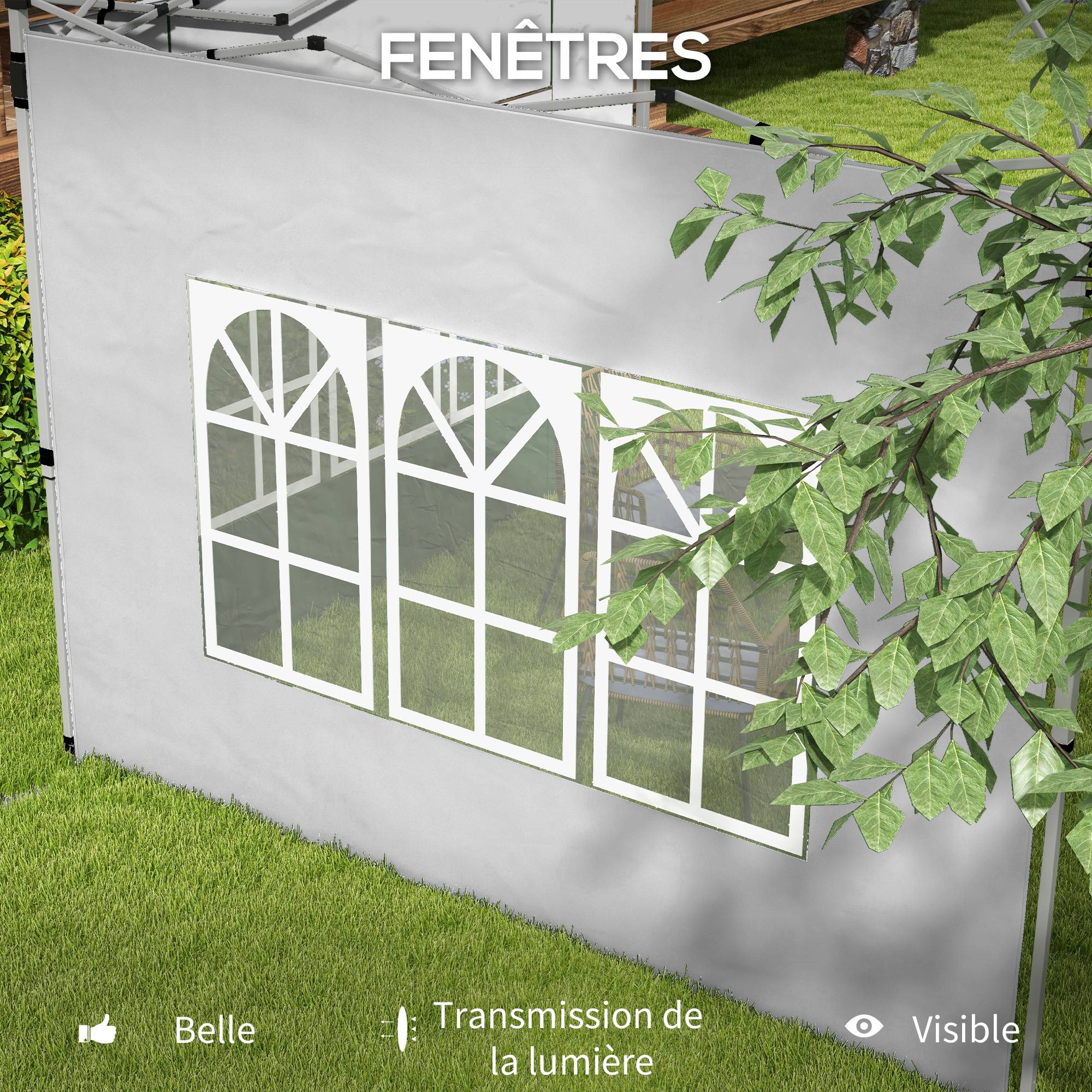 ComfortXL - Parois latérales tonnelle tissu Oxford abri extérieur fenêtres 3x3m gris - ComfortXL Outdoor Living - Image 8