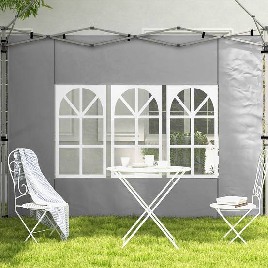 ComfortXL - Parois latérales tonnelle tissu Oxford abri extérieur fenêtres 3x3m gris - ComfortXL Outdoor Living - Image 9