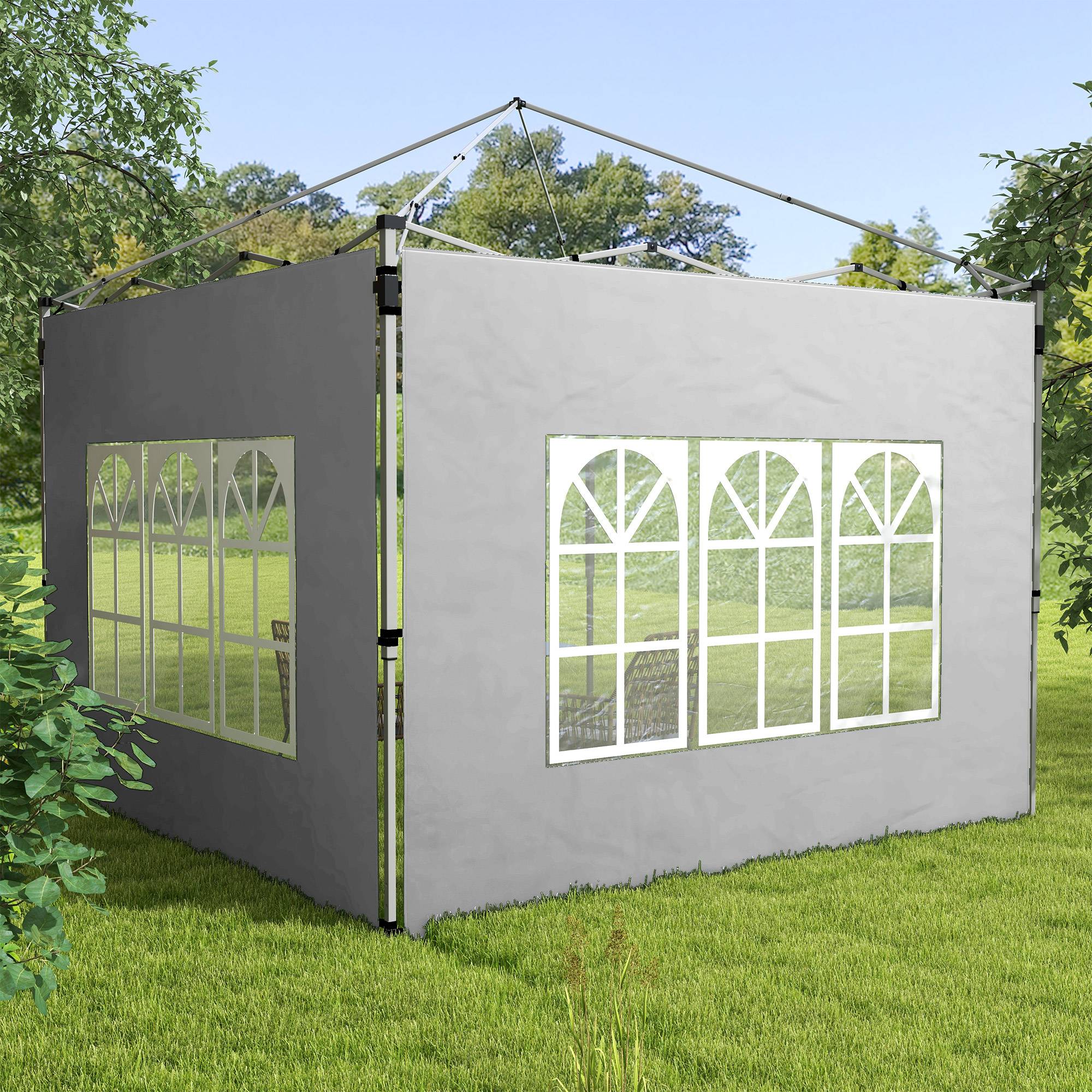 ComfortXL - Parois latérales tonnelle tissu Oxford abri extérieur fenêtres 3x3m gris - ComfortXL Outdoor Living - Image 4
