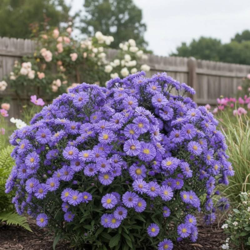 Aster grand d'automne Marie Ballard, Aster Novi-belgii à fleurs Bleue/ - feuillage Caduc - Godet - 5/20 cm - Imagen 1